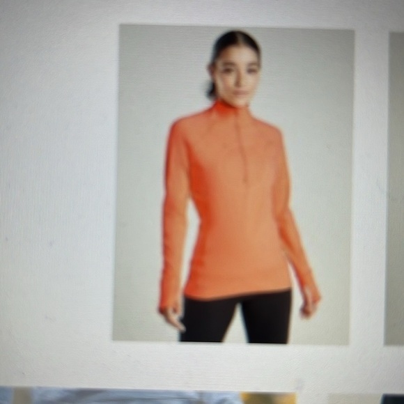 Athleta Whittier Peak Half Zip Jacket Coral Volt Pockets Cuffs Thumbholes Medium - Picture 11 of 11